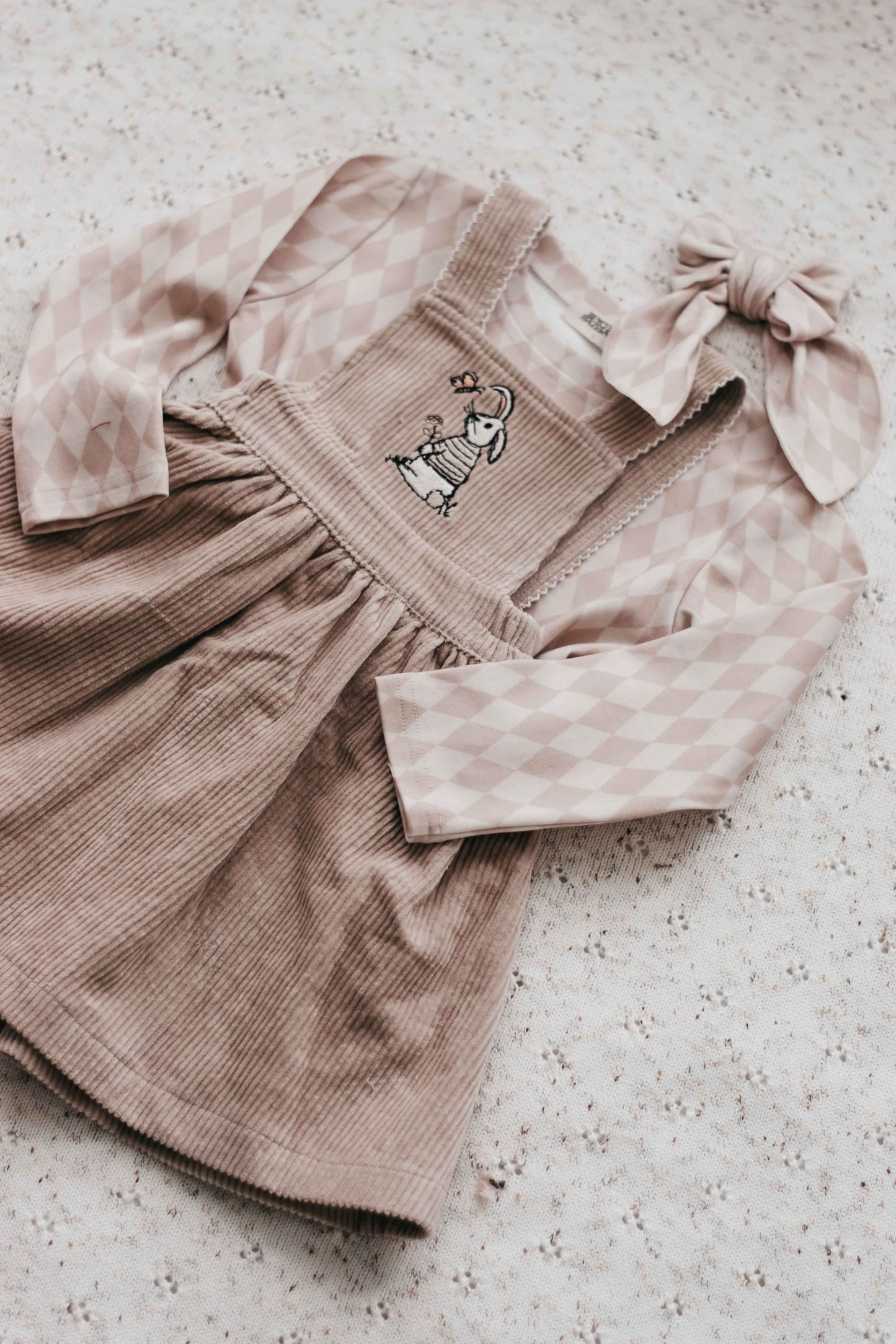 Bunny Mushroom Cord Pinafore