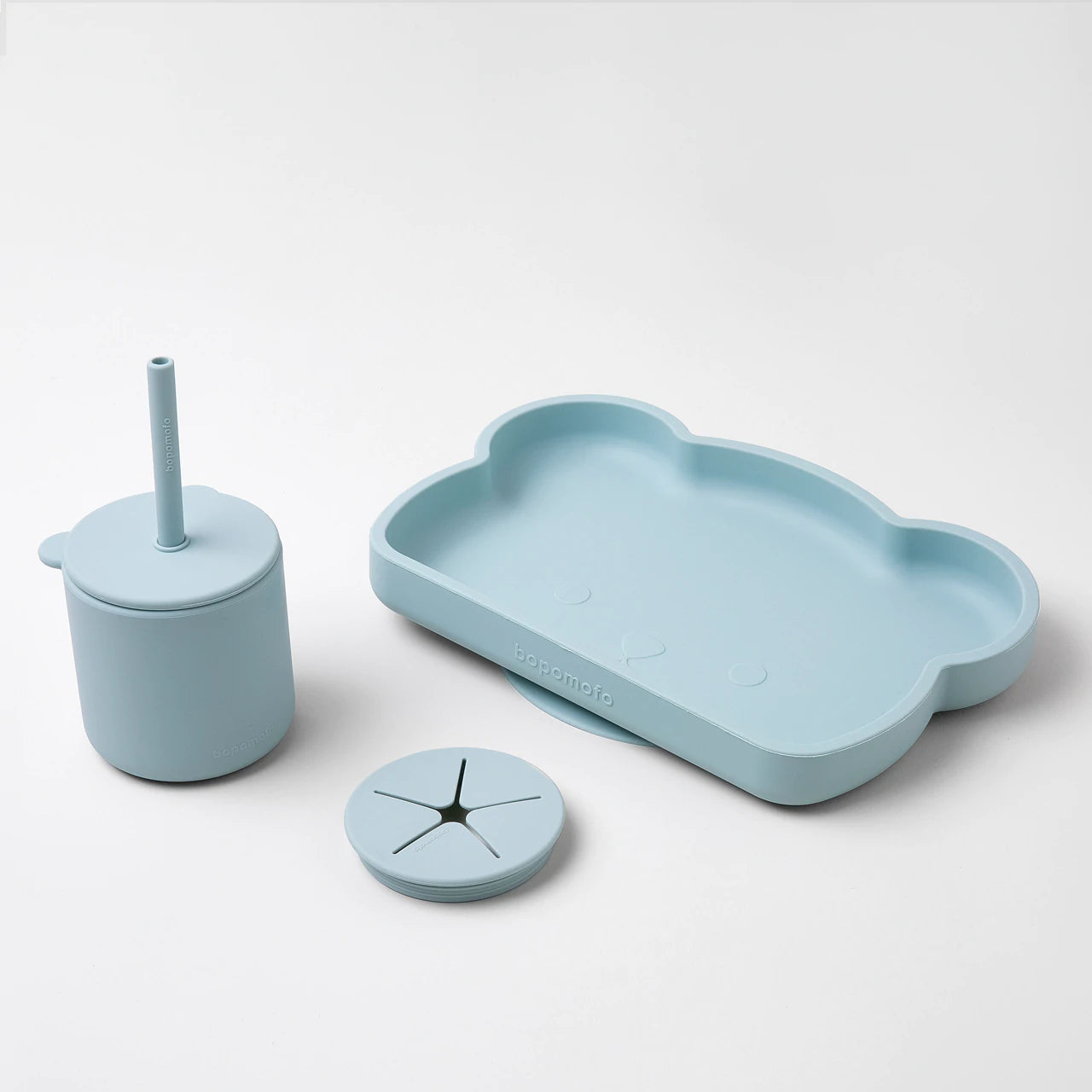 Bear Silicone Straw Cup with Lid | Mist Blue