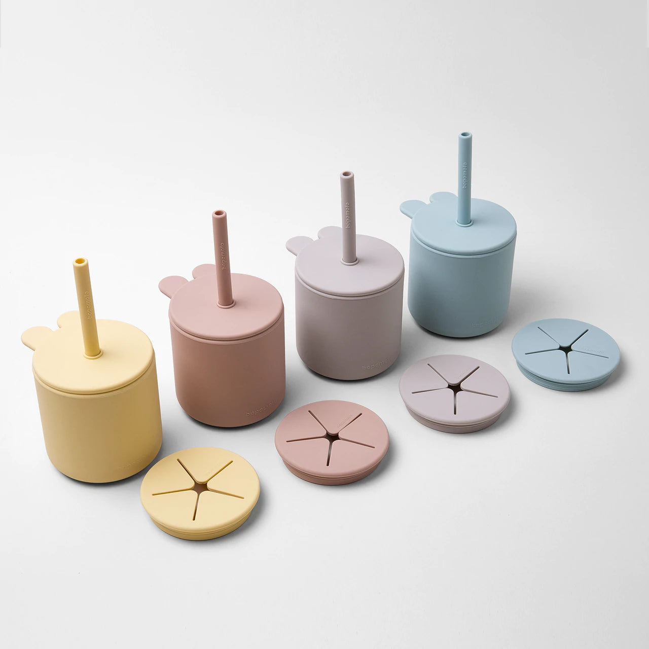 Bunny Silicone Straw Cup with Lid | Mist Blue