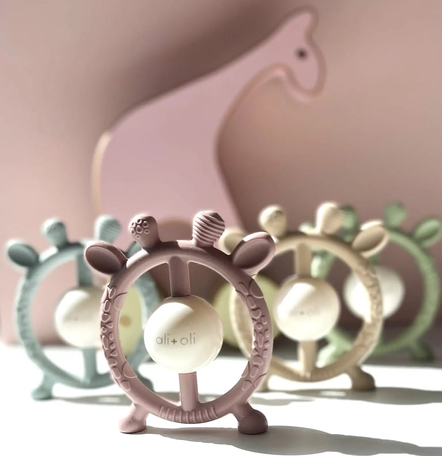 Giraffe Teether & Rattle Silicone Toy | Berry