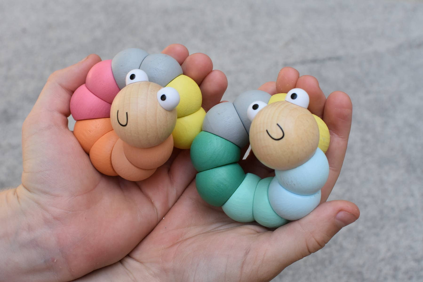 Wooden Sensory Tactile Jointed Worm | Pink
