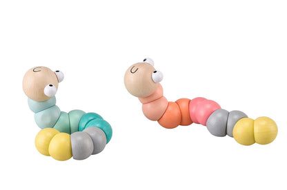 Wooden Sensory Tactile Jointed Worm | Green