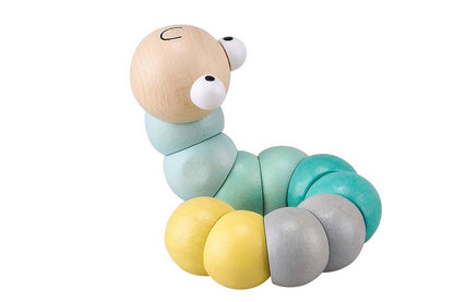 Wooden Sensory Tactile Jointed Worm | Green