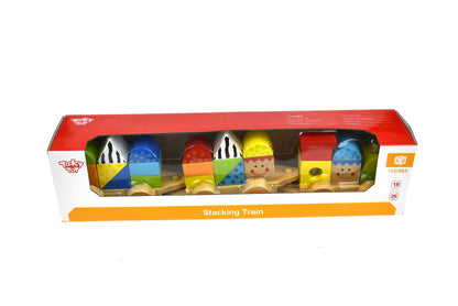 Wooden Toy Colourful Stacking Blocks Train with 3 Carriages