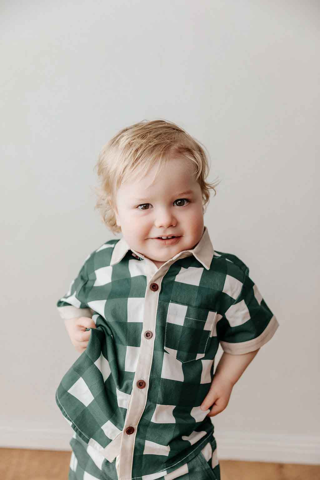 Gingham Collared Shirt | Green