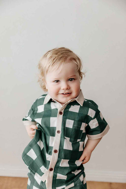 Gingham Collared Shirt | Green