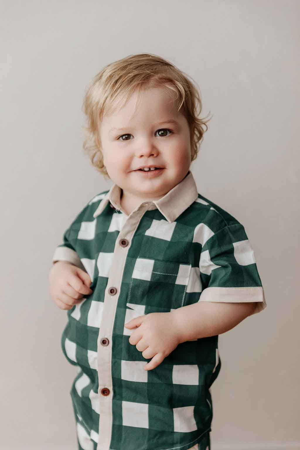 Gingham Collared Shirt | Green