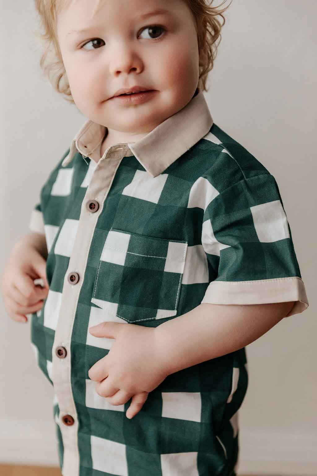Gingham Collared Shirt | Green