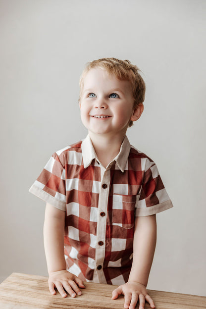 Gingham Collared Shirt | Red