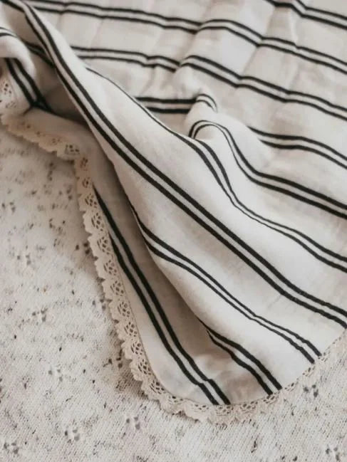 Lace Blanket | Charcoal Stripe