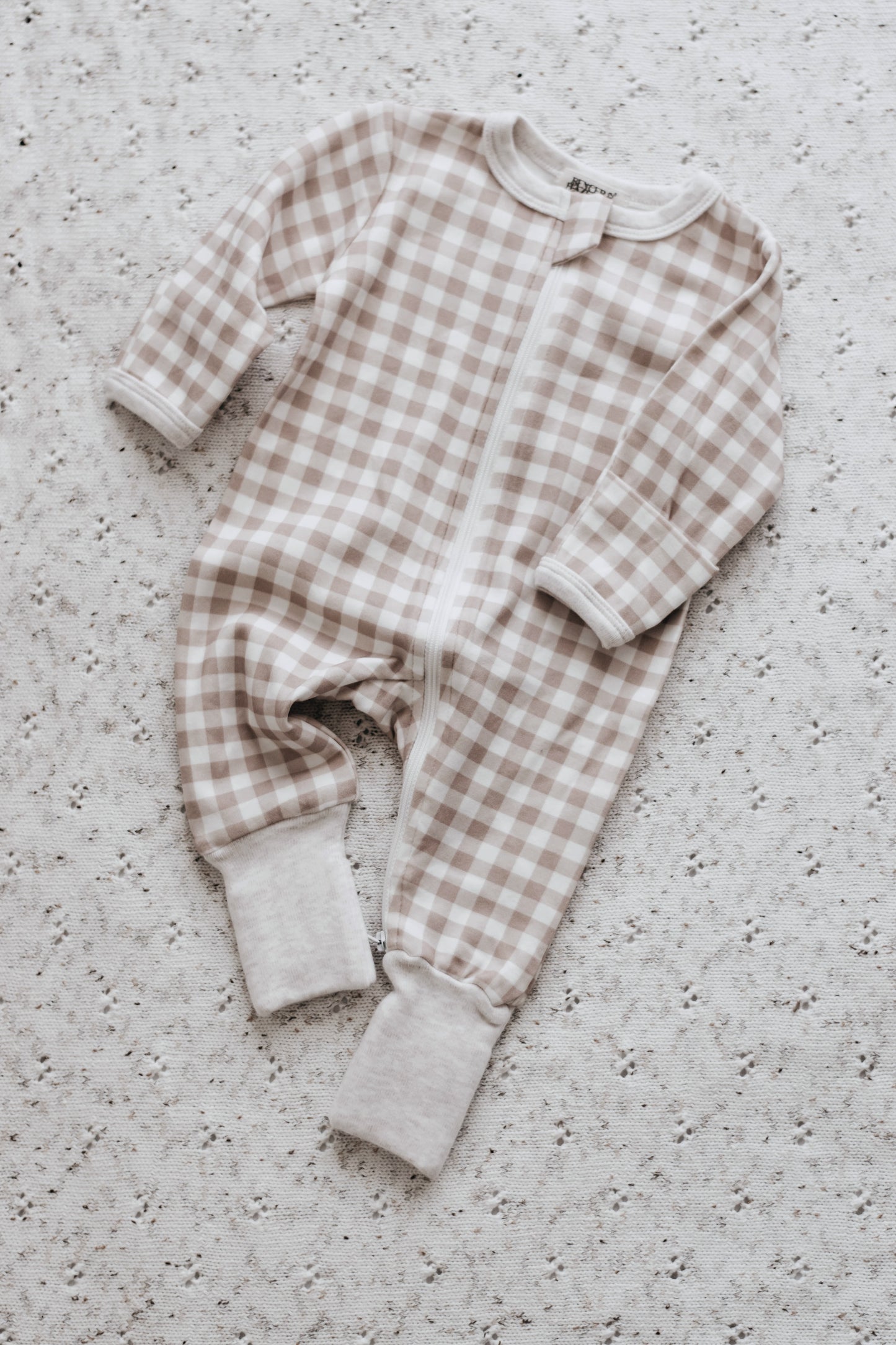 Gingham Zip Suit | Sand