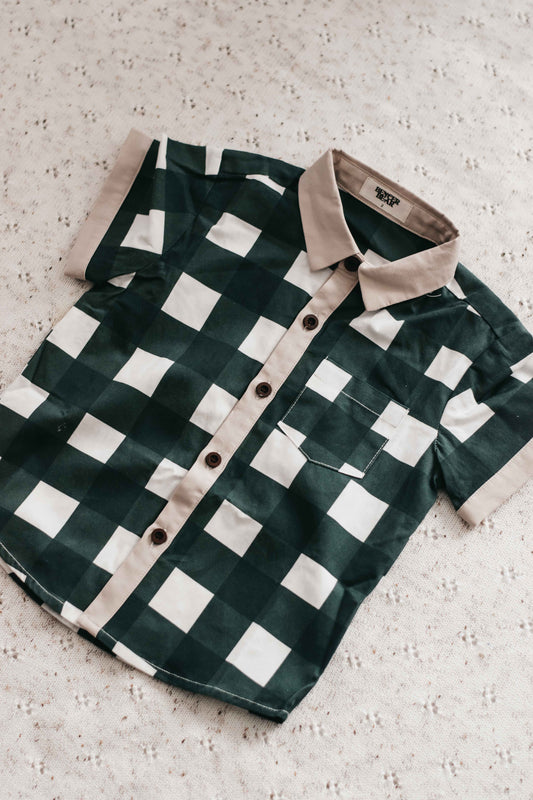 Gingham Collared Shirt | Green