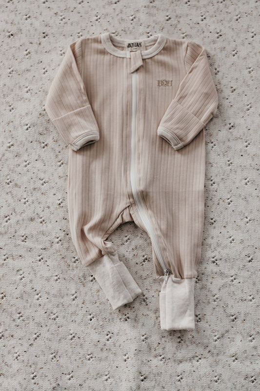 Ribbed Zip Suit | Oatmeal