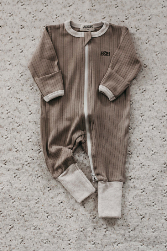 Ribbed Zip Suit | Stone