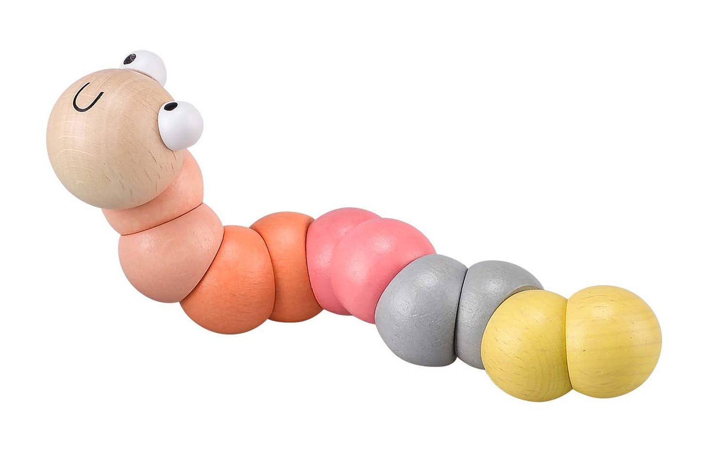 Wooden Sensory Tactile Jointed Worm | Pink