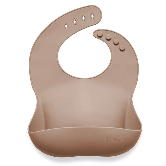 Silicone Roll-Up Bib | Taupe