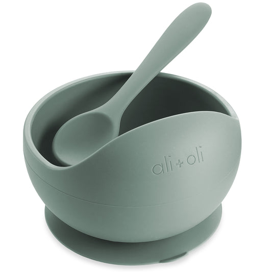 Silicone Suction Bowl and Spoon Set | Mint