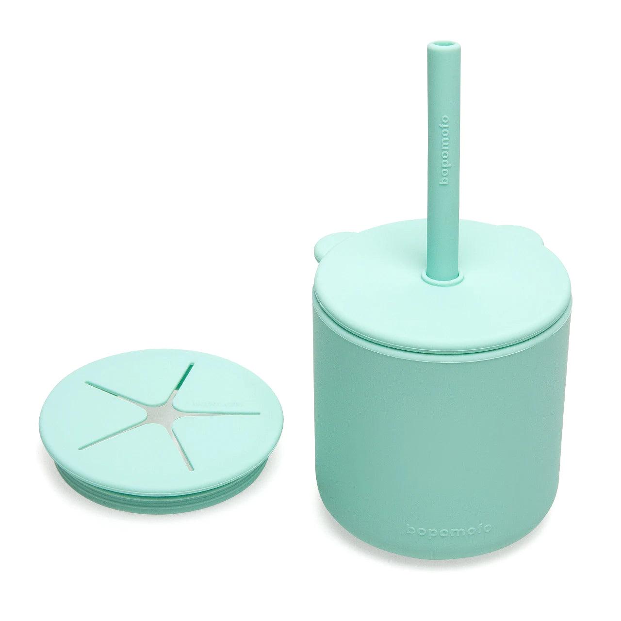 Bear Silicone Straw Cup with Lid | Mint Green
