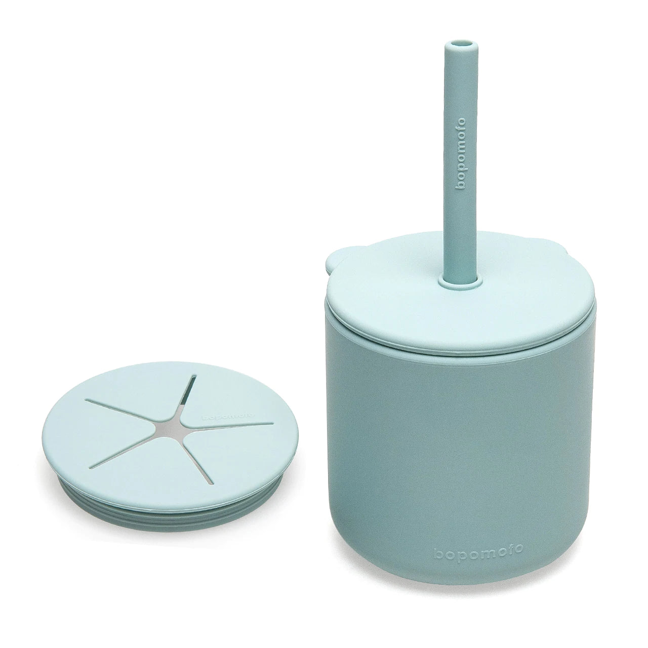 Bear Silicone Straw Cup with Lid | Mist Blue