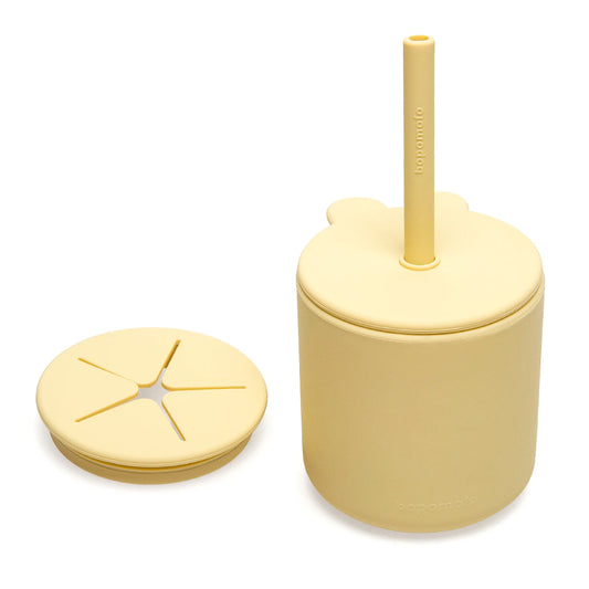 Bunny Silicone Straw Cup with Lid | Sunflower Yellow