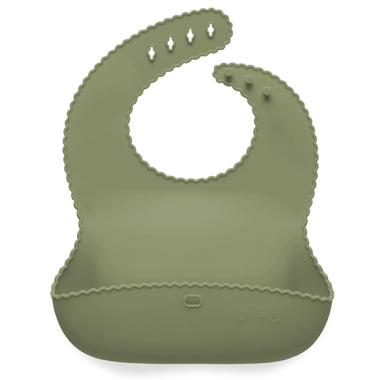 Wavy Edge Silicone Roll-Up Bib | Sage