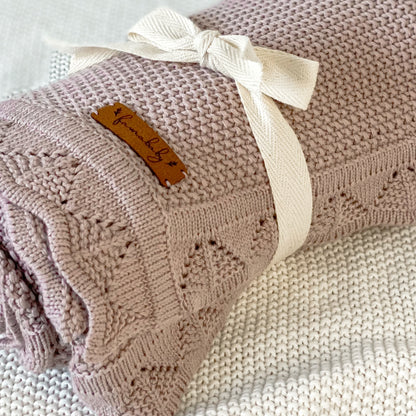 Heirloom Cotton Knit Blanket | Rosewood