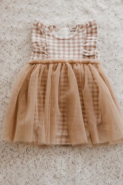 Gingham Jersey/Tulle Dress