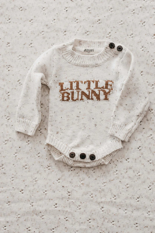 Little Bunny Oatmeal Knit Romper